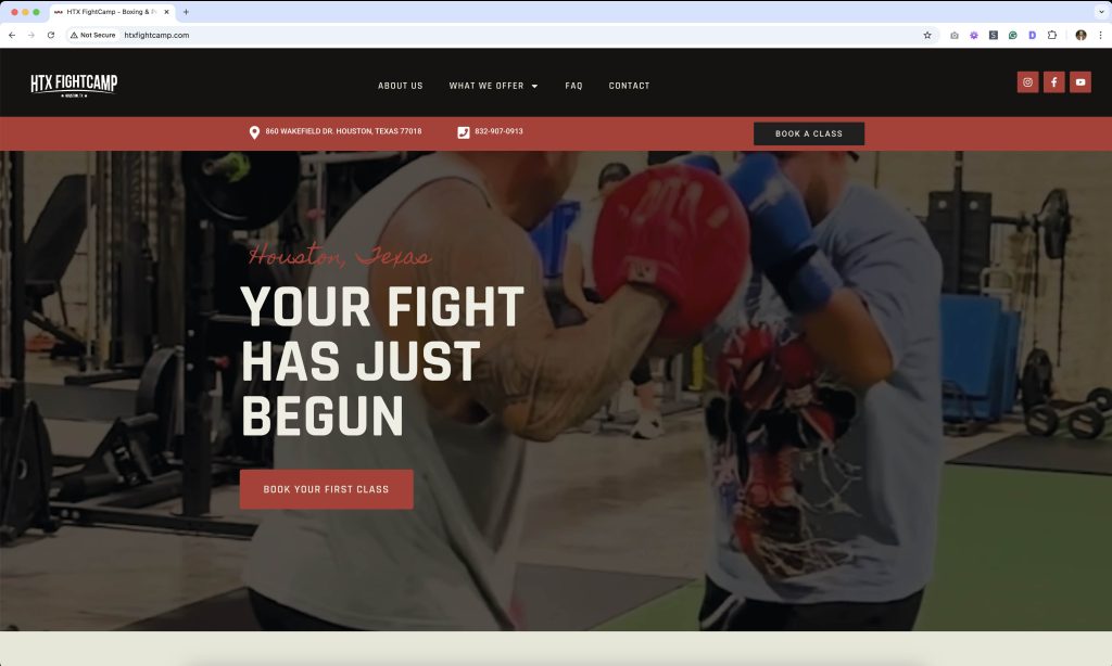 HTX FIghtCamp - Website Screenshot