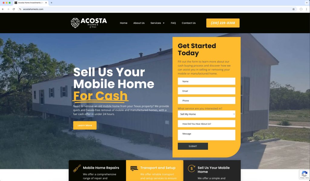 Acosta Homes Website Mockup